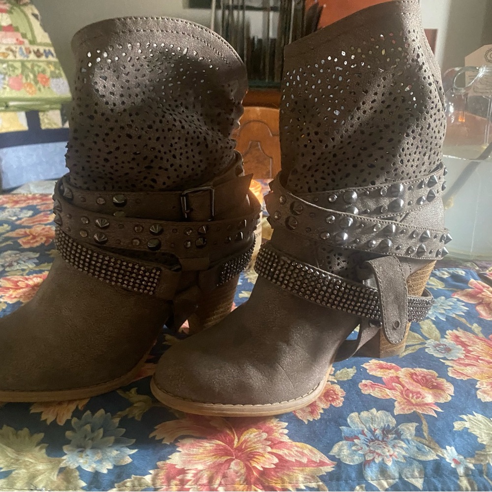 Studded Brown Ankle Boots